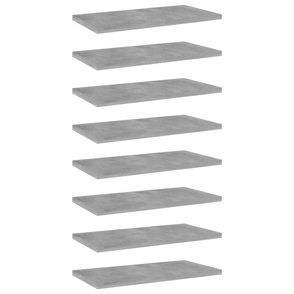 vidaXL Półki na książki, 8 szt., szarość betonu, 40x20x1,5 cm