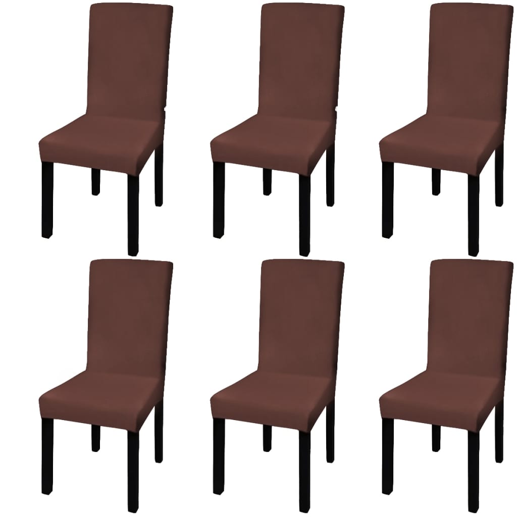 vidaXL Elastyczne pokrowce na krzesła, 6 szt., brązowe