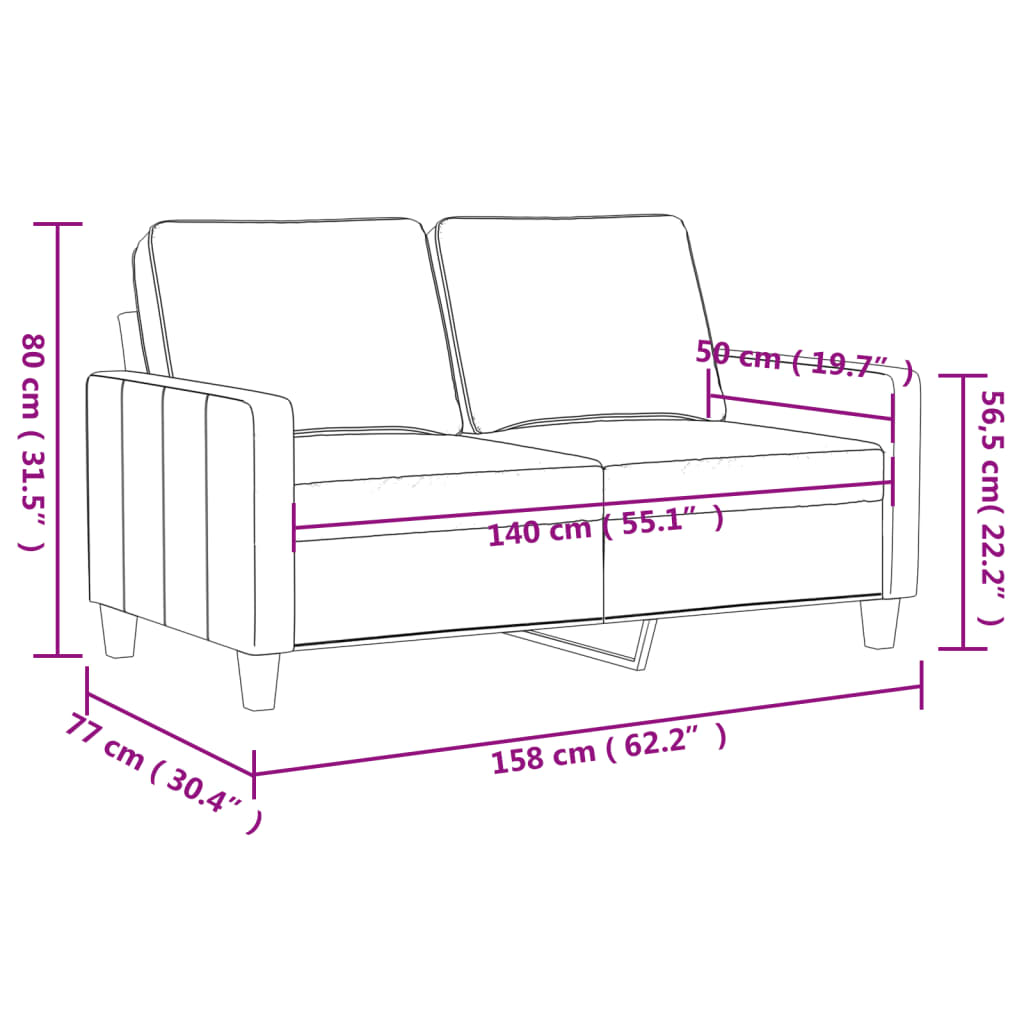 vidaXL 2-osobowa sofa, czarna, 140 cm, sztuczna skóra