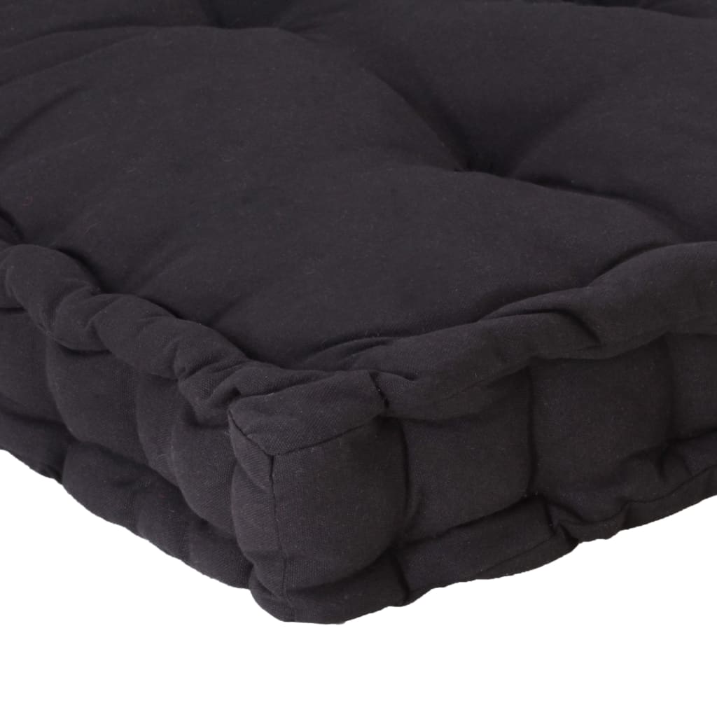 vidaXL Poduszka na podłogę lub palety, bawełna, 120x80x10 cm, czarna