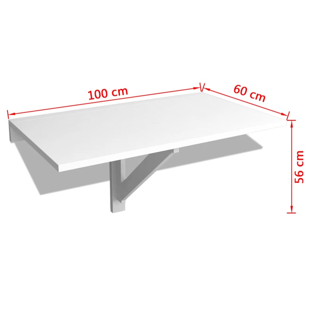 vidaXL Składany stolik na ścianę, biały, 100 x 60 cm
