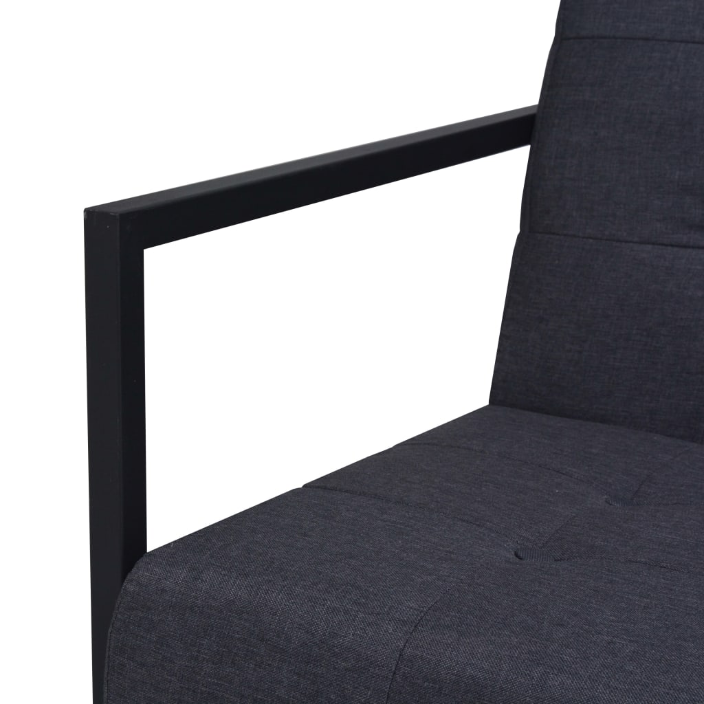 vidaXL 2-osobowa sofa z podłokietnikami, stal i tkanina, ciemnoszara