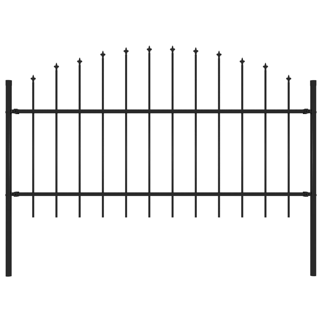 vidaXL Panel ogrodzeniowy z grotami (1-1,25) x 1,7 m, stal, czarny