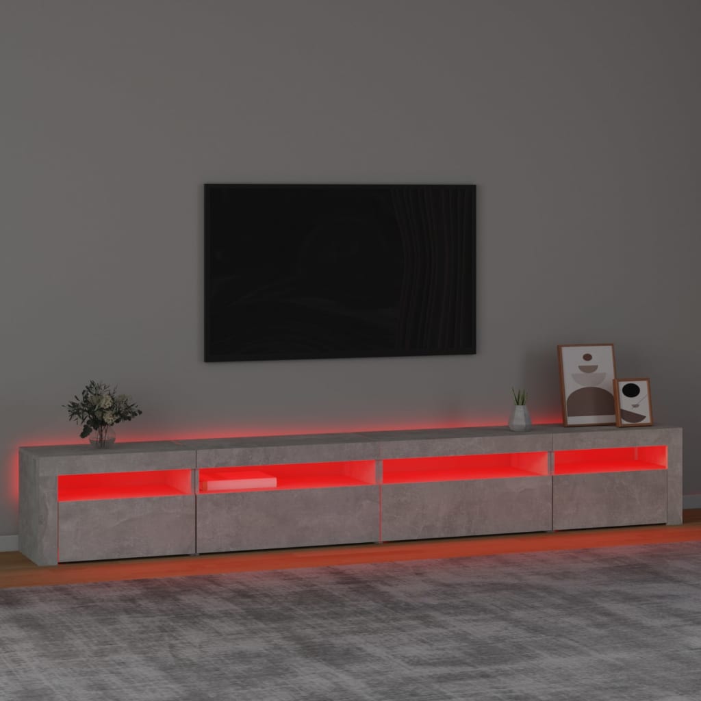 vidaXL Szafka pod TV z oświetleniem LED, szarość betonu, 270x35x40 cm