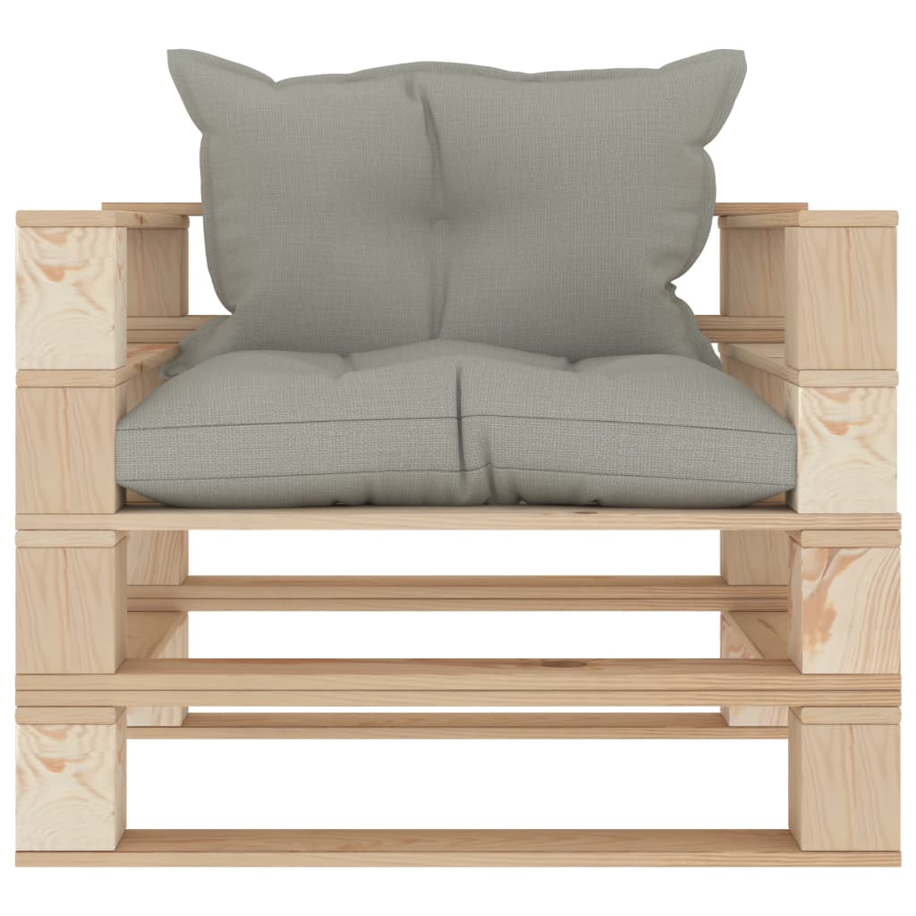 vidaXL Ogrodowe siedzisko z palet z poduszkami taupe, drewniane
