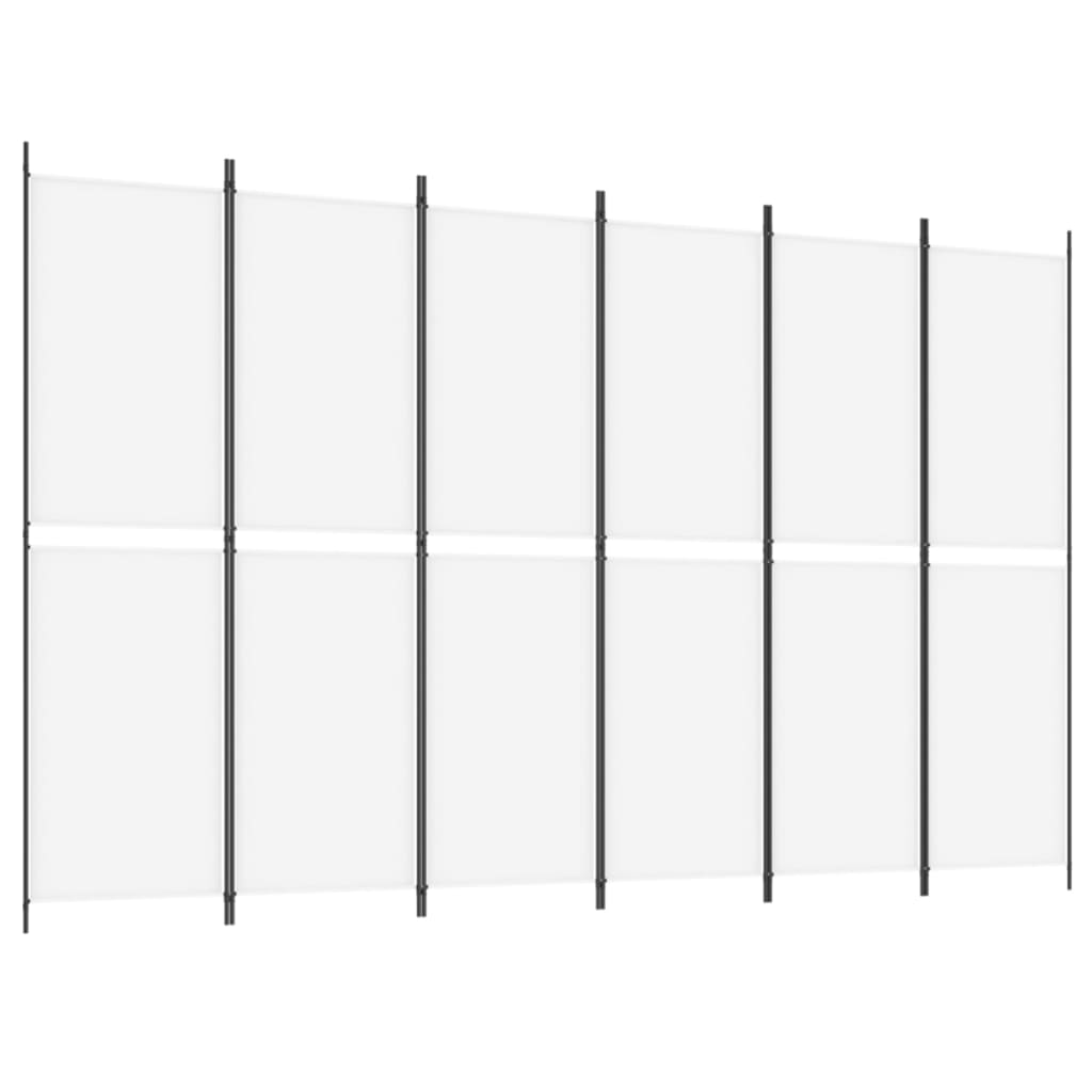vidaXL Parawan 6-panelowy, biały, 300 x 200 cm, tkanina