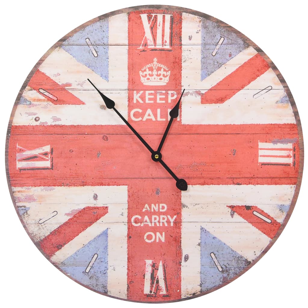 vidaXL Zegar ścienny w stylu vintage, z flagą UK, 60 cm