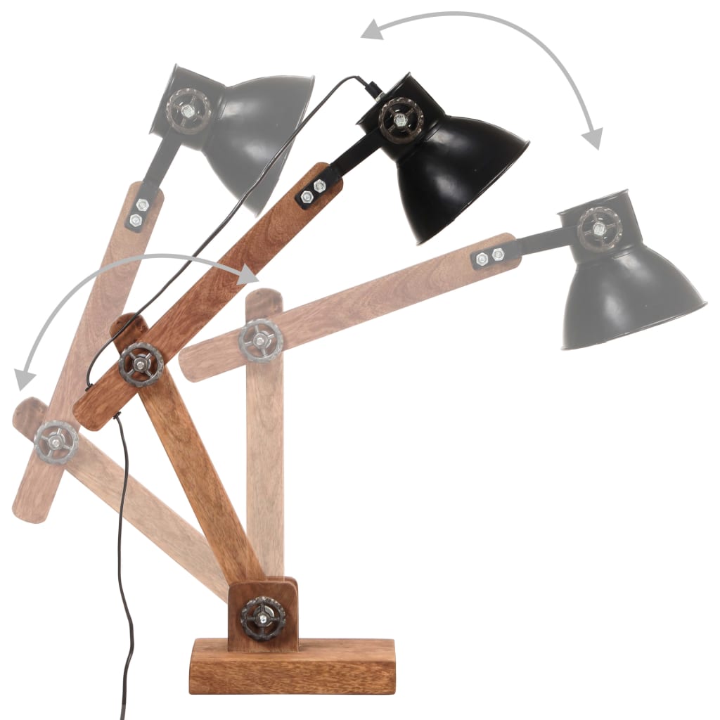 vidaXL Industrialna lampa stołowa, czarna, okrągła, 58x18x90 cm, E27