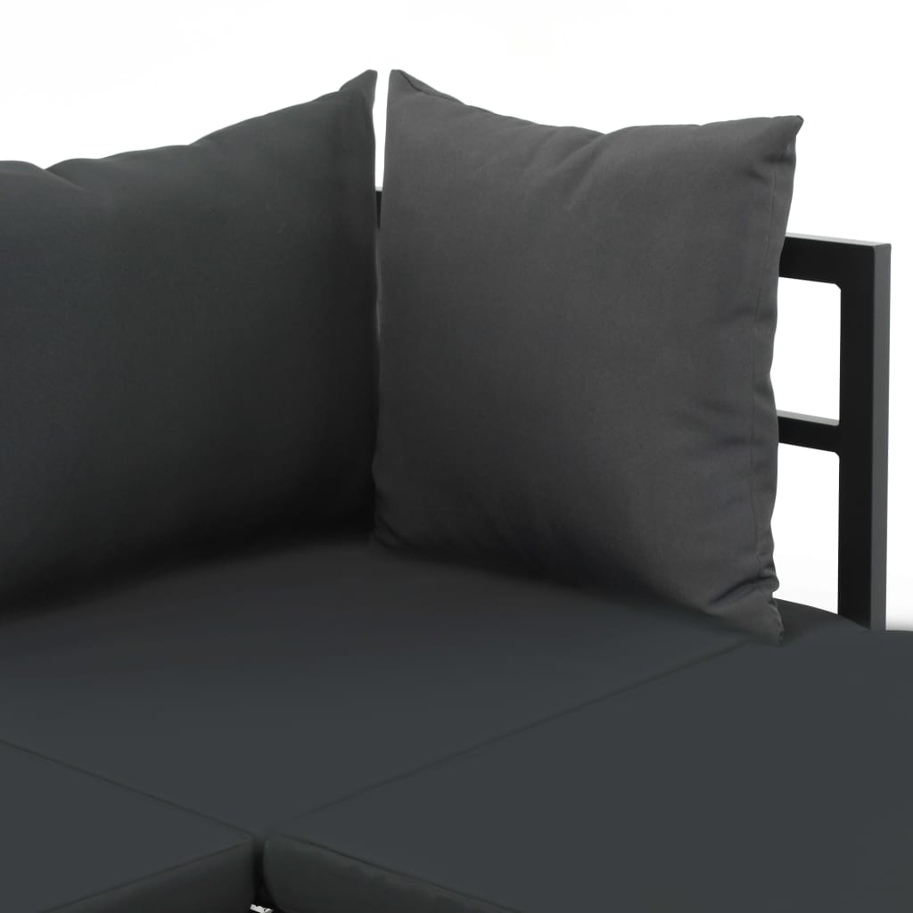 vidaXL Sofa ogrodowa ze stołem i poduszkami, narożna, aluminium, WPC