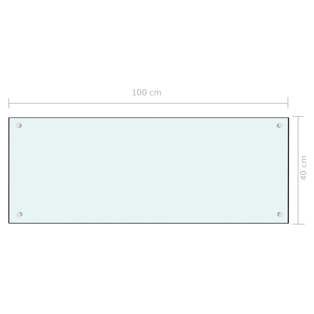 vidaXL Panel ochronny do kuchni, biały, 100x40 cm, szkło hartowane