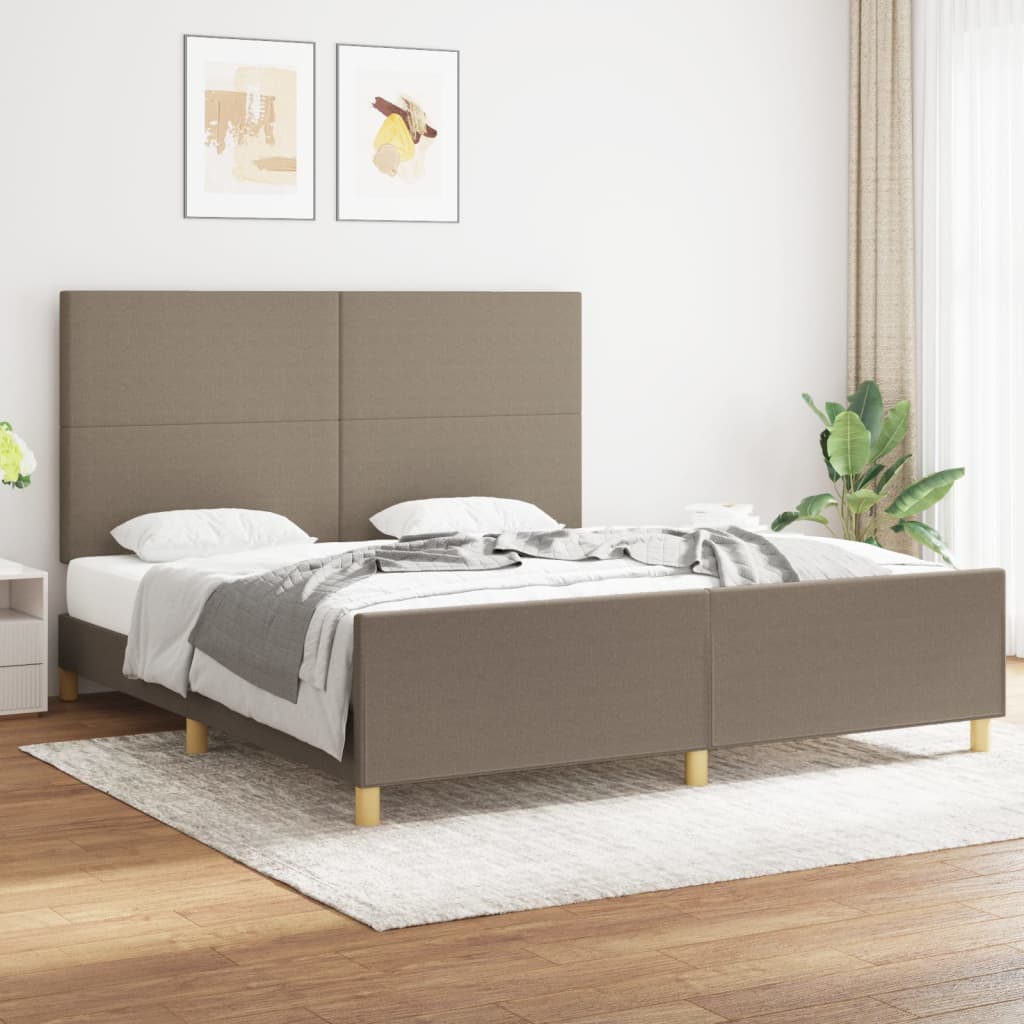 vidaXL Rama łóżka z zagłówkiem, kolor taupe, 180x200 cm, obita tkaniną