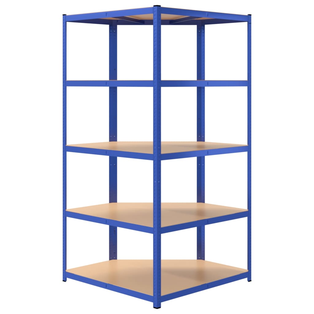 vidaXL Regał narożny z 5 półkami, niebieski, materiał drewnopochodny