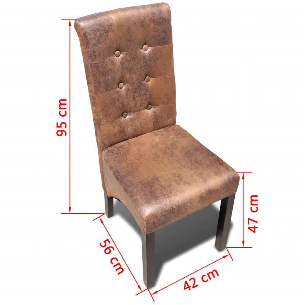 vidaXL Krzesła stołowe, 4 szt., brązowe, sztuczna skóra