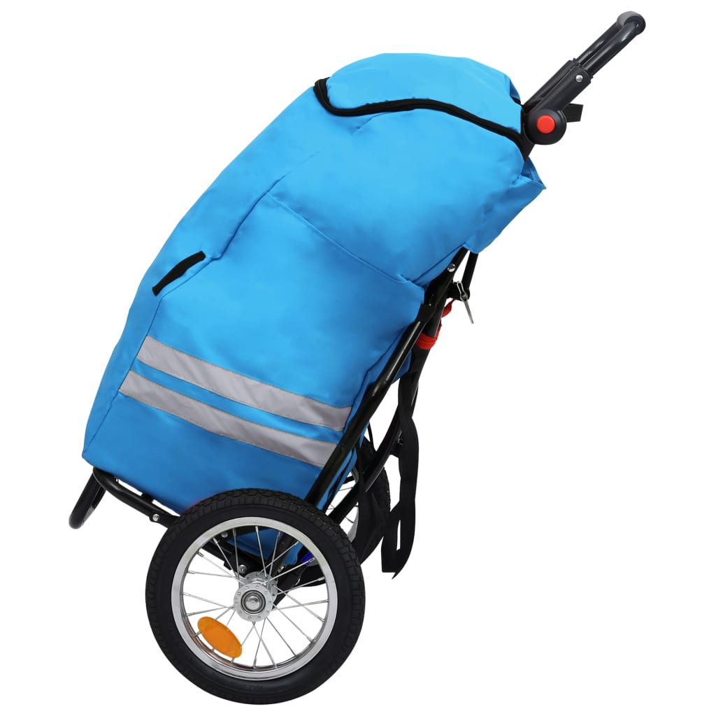 vidaXL Składana przyczepka rowerowa z torbą na zakupy niebiesko-czarna