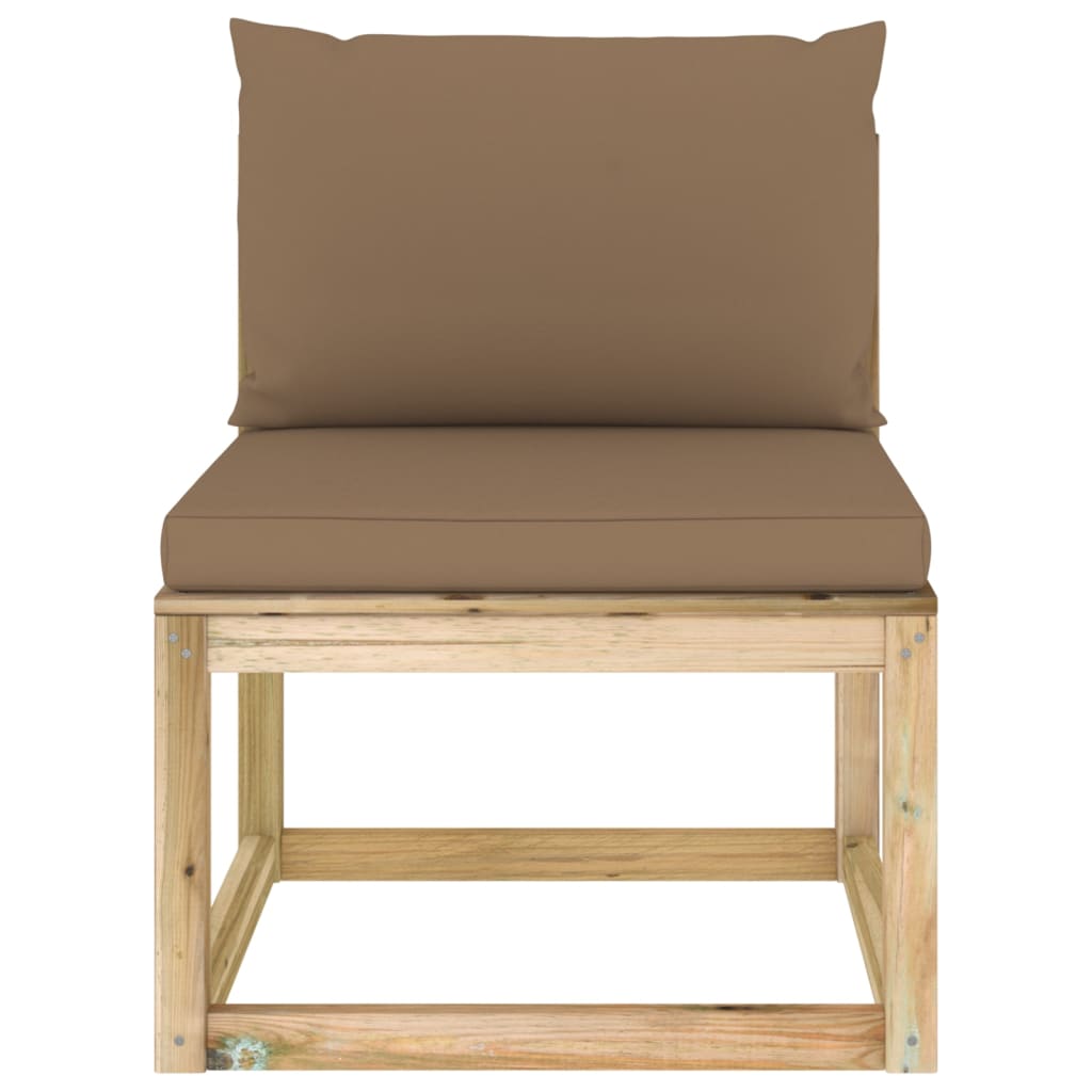 vidaXL Ogrodowa sofa środkowa z poduszkami, impregnowana sosna