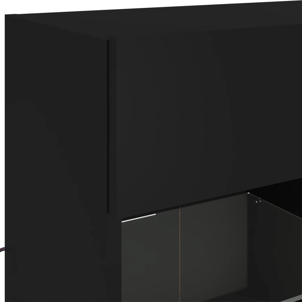 vidaXL Ścienna szafka TV z LED, czarna, 78,5x30x60,5 cm