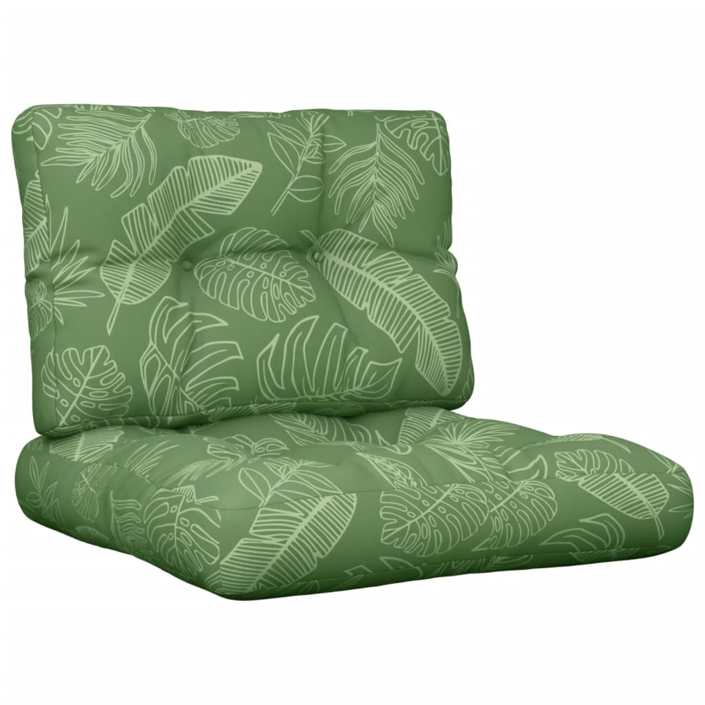 vidaXL Poduszki na sofę z palet, 2 szt., wzór w liście, tkanina