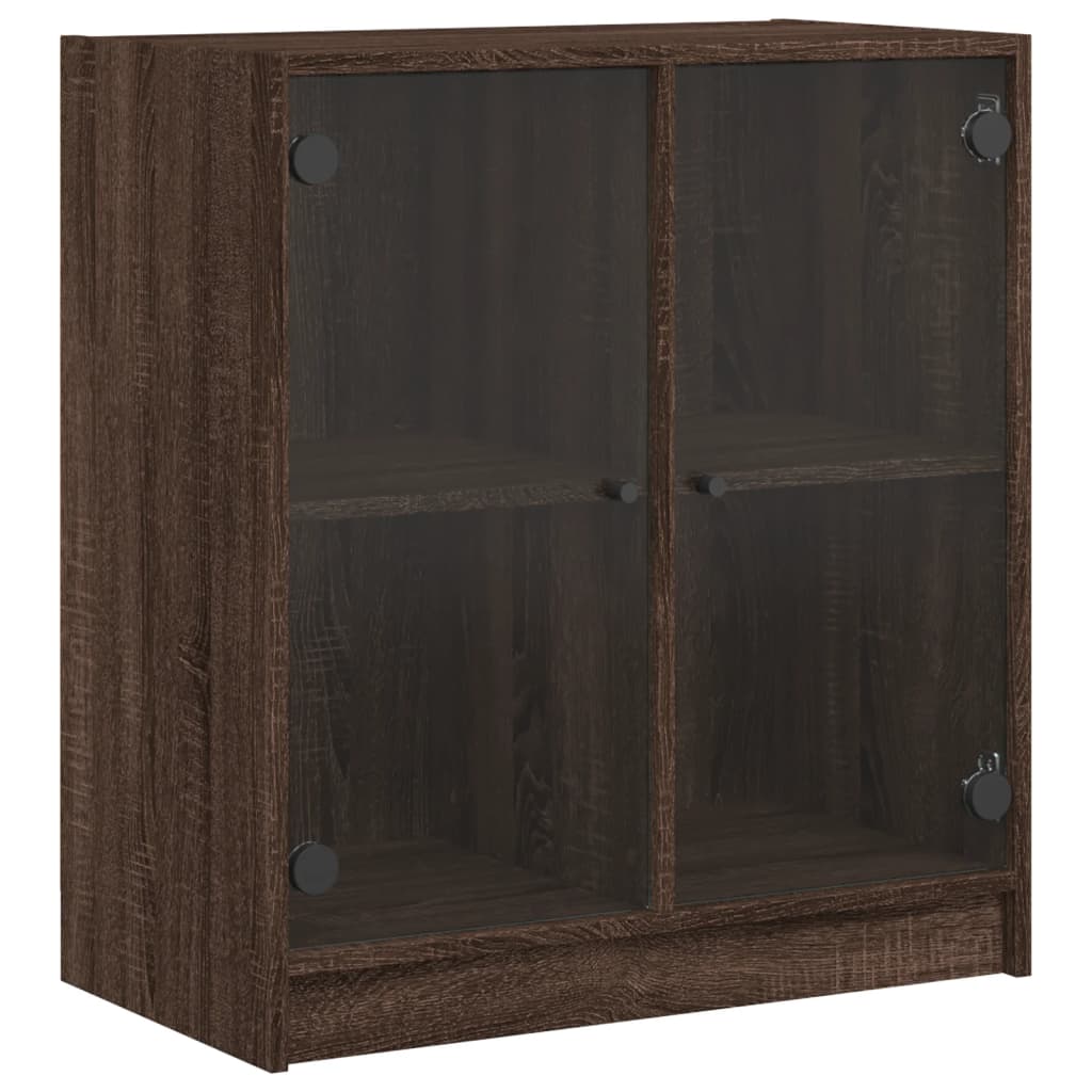 vidaXL Szafka ze szklanymi drzwiami, brązowy dąb, 68x37x75,5 cm