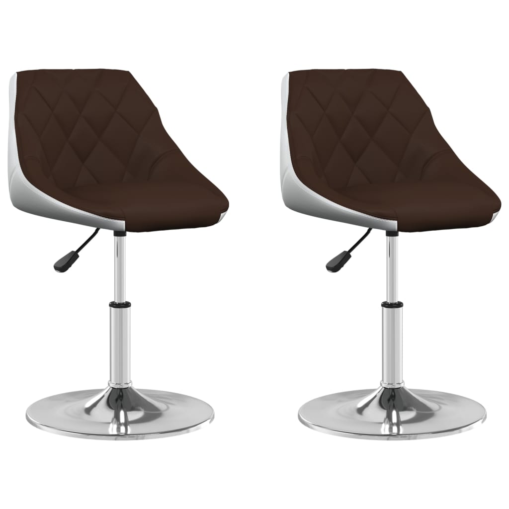 vidaXL Obrotowe krzesła stołowe, 2 szt., brązowo-białe, sztuczna skóra