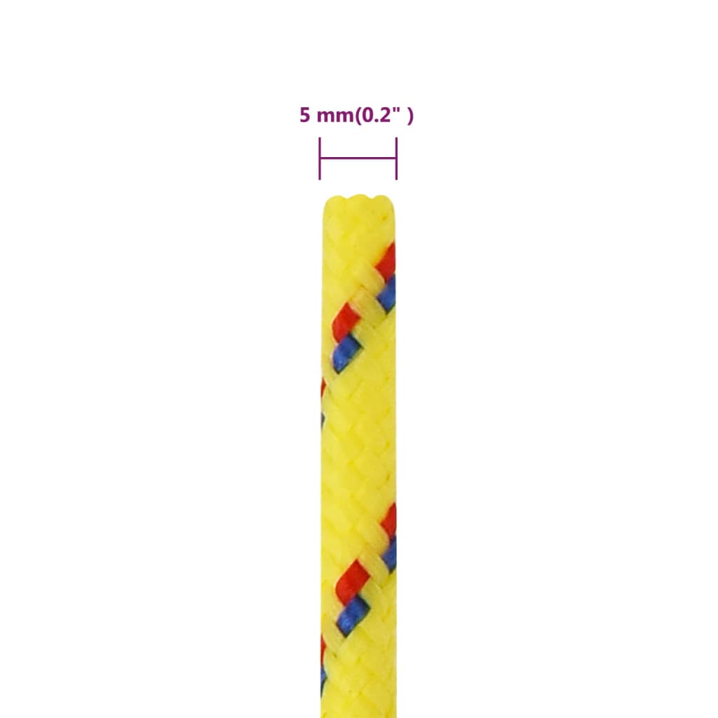 vidaXL Linka żeglarska, żółta, 5 mm, 500 m, polipropylen