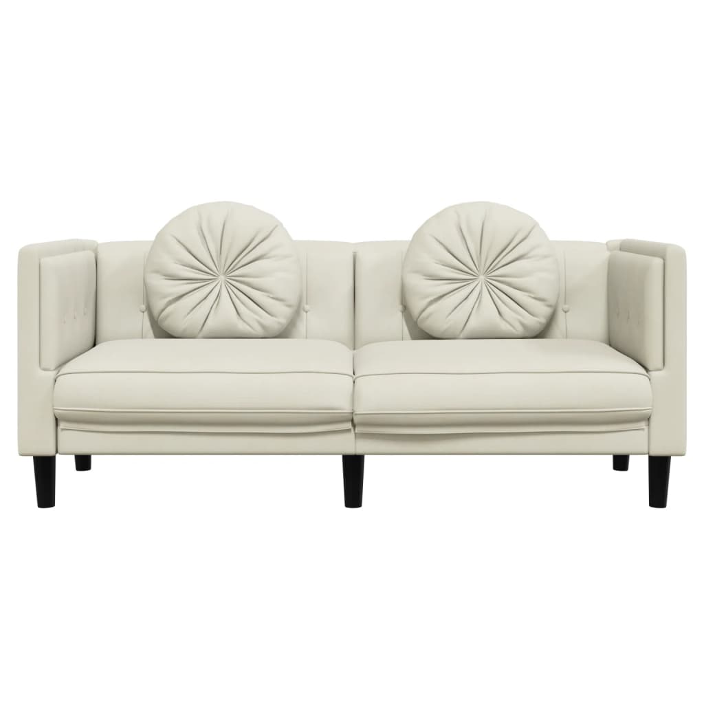vidaXL Sofa 2-osobowa z poduszkami, kremowa, aksamit