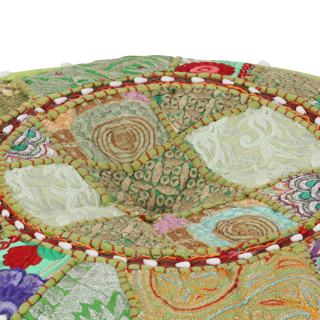vidaXL Okrągły puf patchworkowy, ręcznie robiony, 40x20 cm, zielony
