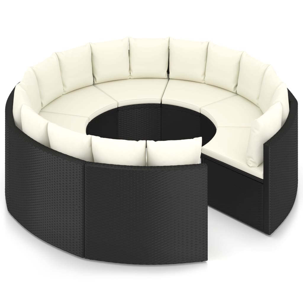 vidaXL 8-częściowa sofa ogrodowa z poduszkami, rattan PE, czarna