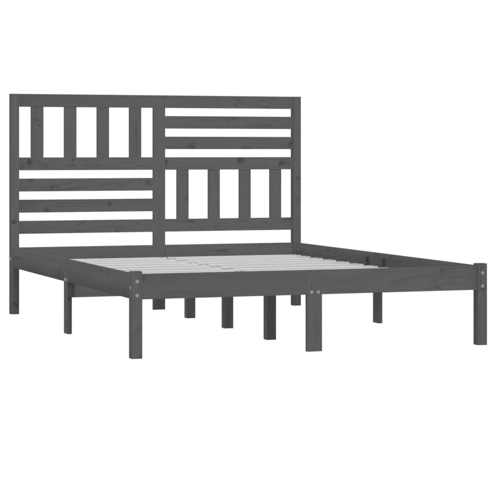vidaXL Rama łóżka, szara, lite drewno sosnowe, 120x200 cm