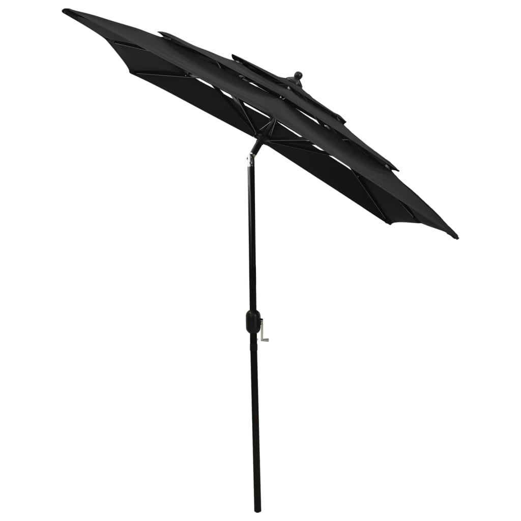 vidaXL 3-poziomowy parasol na aluminiowym słupku, czarny, 2x2 m