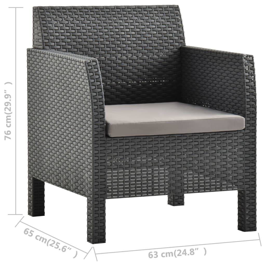 vidaXL Krzesło ogrodowe z poduszką, rattan PP, antracytowe