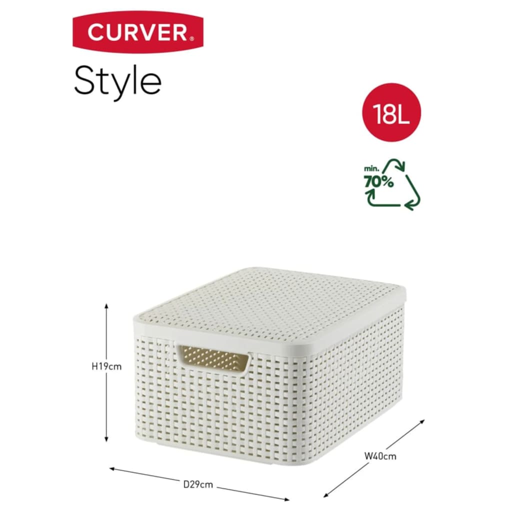 Curver Pojemnik do przechowywania z pokrywą Style, M, 18 L, kremowy