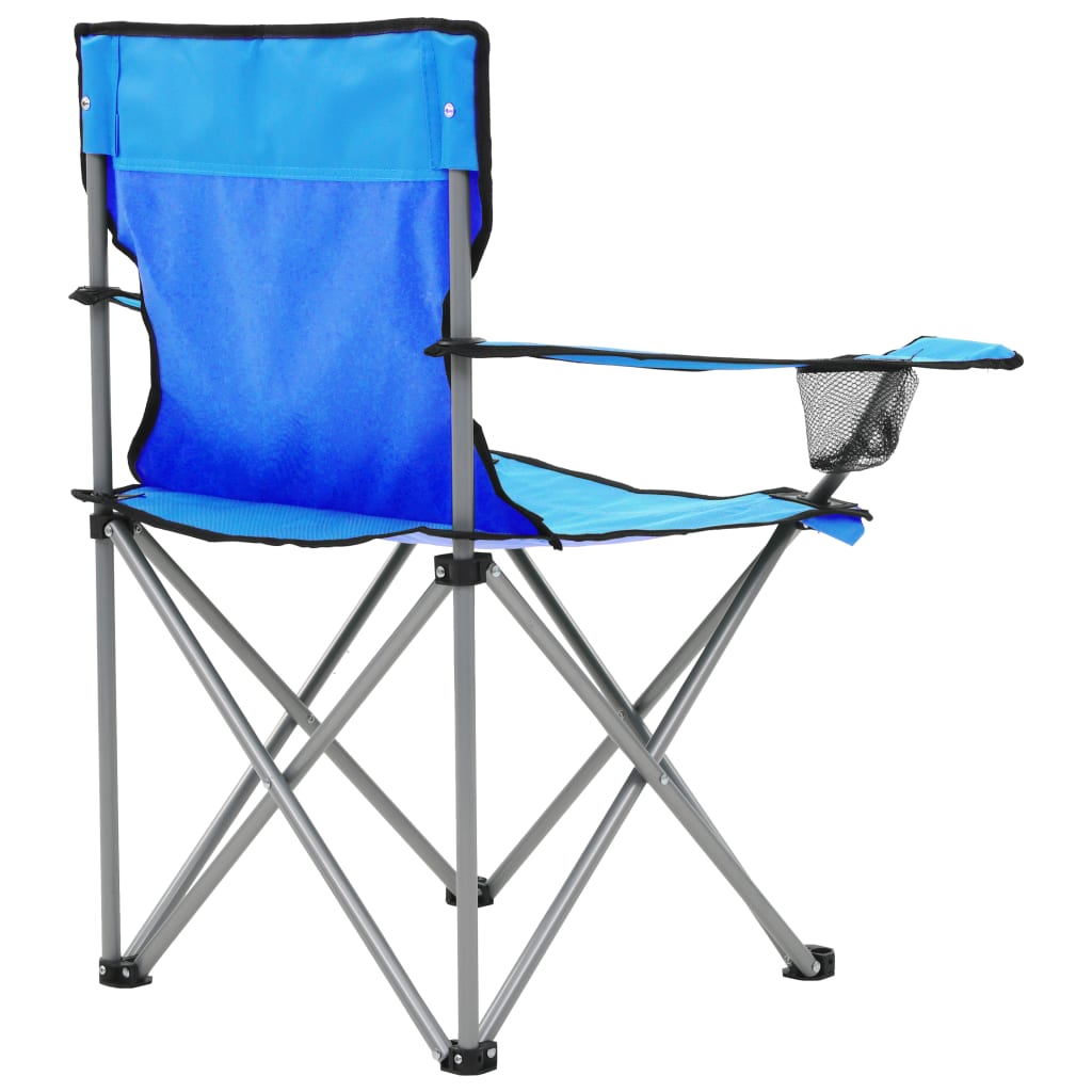 vidaXL Stolik i krzesła turystyczne, 3 elementy, niebieskie