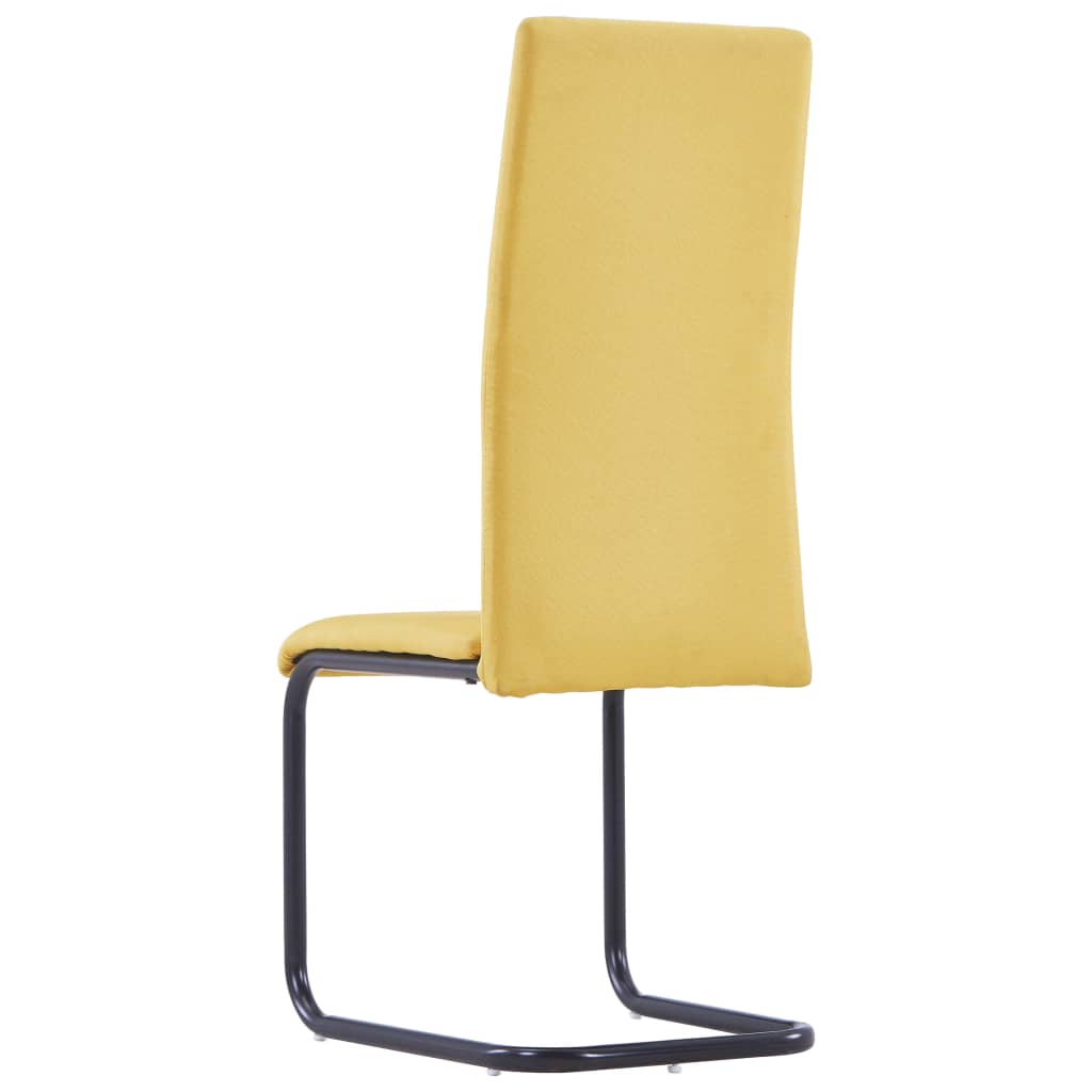 vidaXL Krzesła stołowe, wspornikowe, 2 szt., żółte, tkanina
