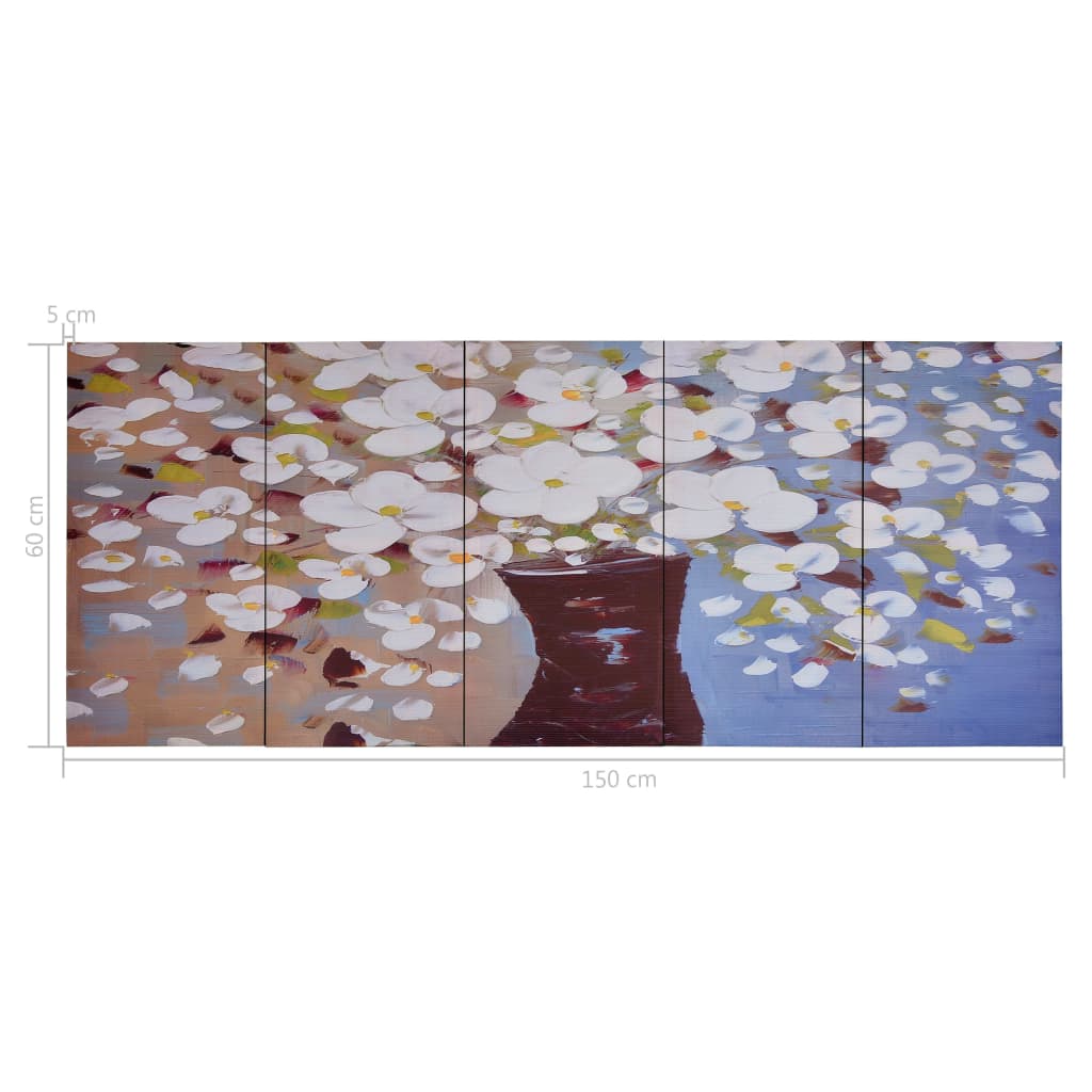 vidaXL Zestaw obrazów z kwiatami w wazonie, kolorowy, 150x60 cm