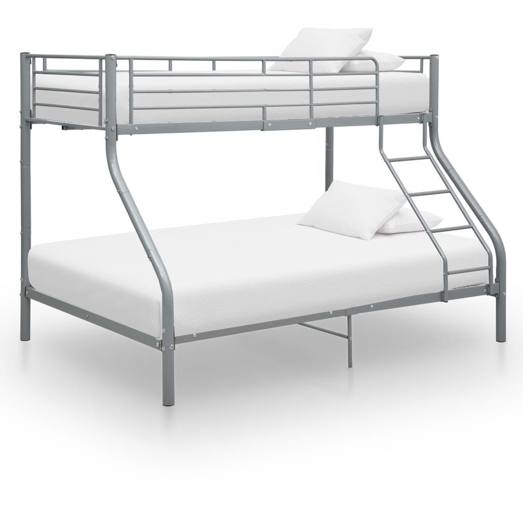 vidaXL Rama łóżka piętrowego, szara, metalowa, 140x200 cm/90x200 cm