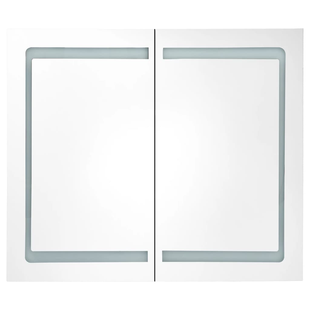 vidaXL Szafka łazienkowa z lustrem i LED, lśniąca biel, 80x12x68 cm