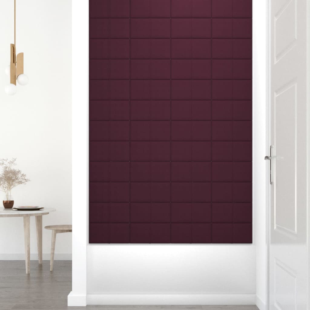 vidaXL Panele ścienne, 12 szt., fioletowe, 30x15 cm, tkanina, 0,54 m²