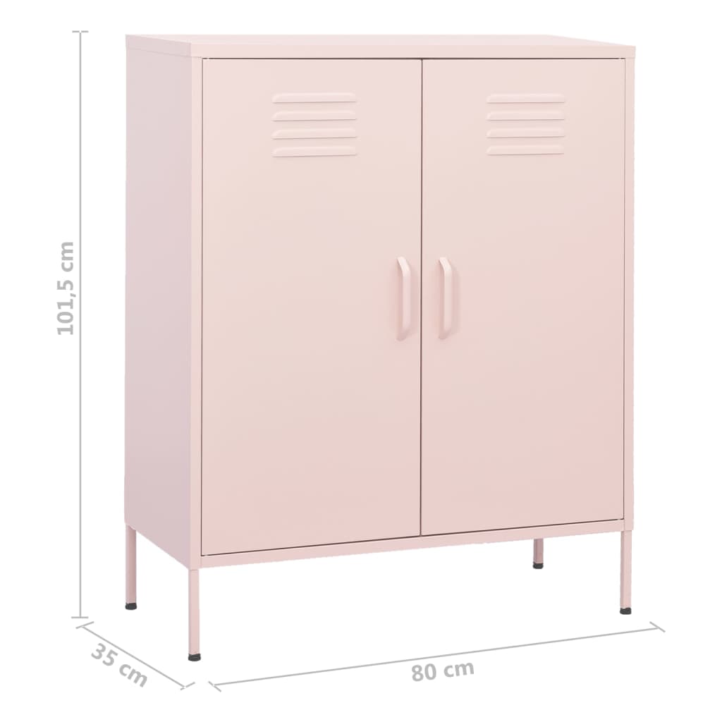 vidaXL Szafka, różowa, 80x35x101,5 cm, stalowa