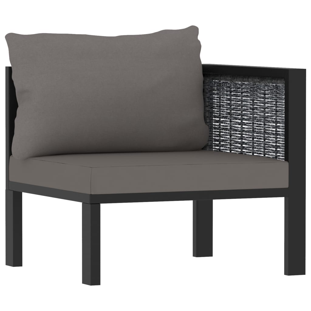 vidaXL 2-osobowa sofa ogrodowa z poduszkami, antracytowa, polirattan