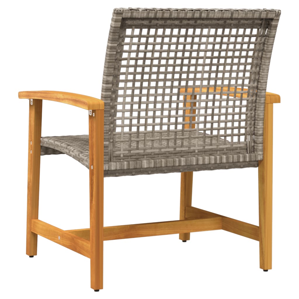 vidaXL Krzesła ogrodowe, 2 szt., szare, polirattan i drewno akacjowe