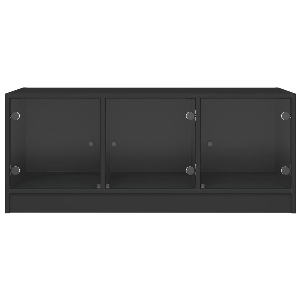 vidaXL Stolik kawowy ze szklanymi drzwiczkami, czarny, 102x50x42 cm