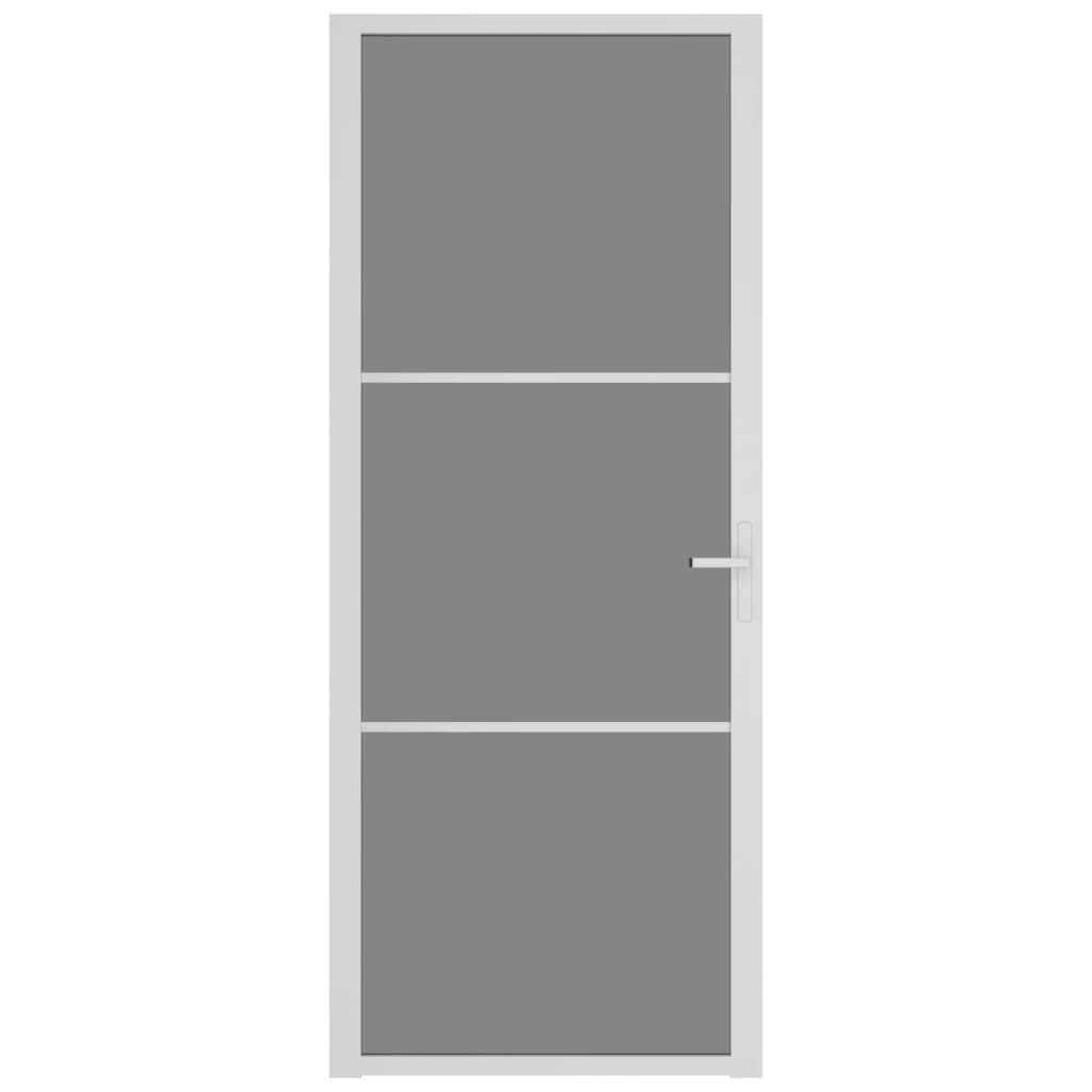 vidaXL Drzwi wewnętrzne, 83x201,5 cm, białe, szkło ESG i aluminium