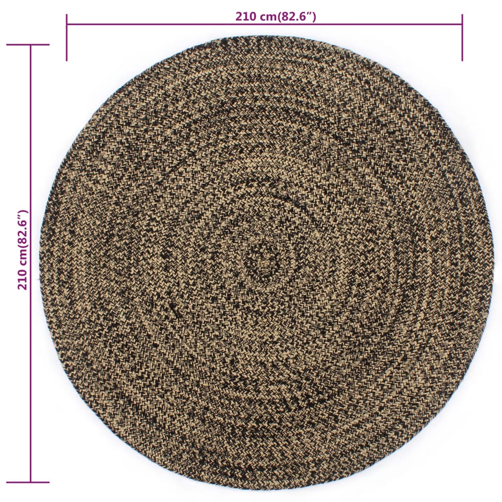 vidaXL Ręcznie wykonany dywanik, juta, czarno-brązowy, 210 cm