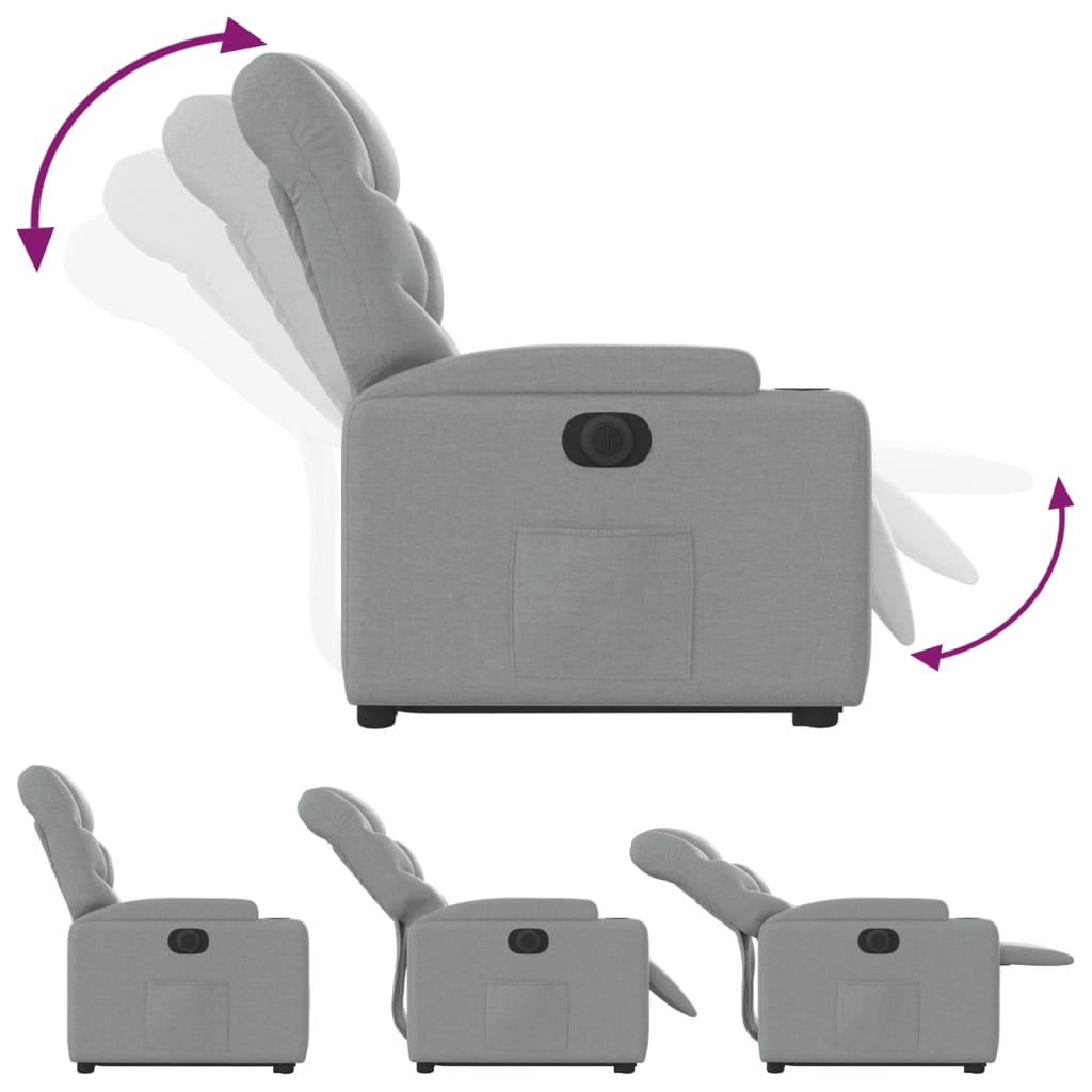 vidaXL Podnoszony fotel masujący, elektryczny, rozkładany, jasnoszary