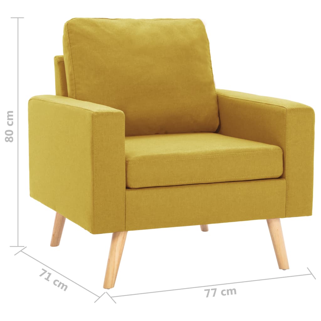 vidaXL Fotel, żółty, tapicerowany tkaniną