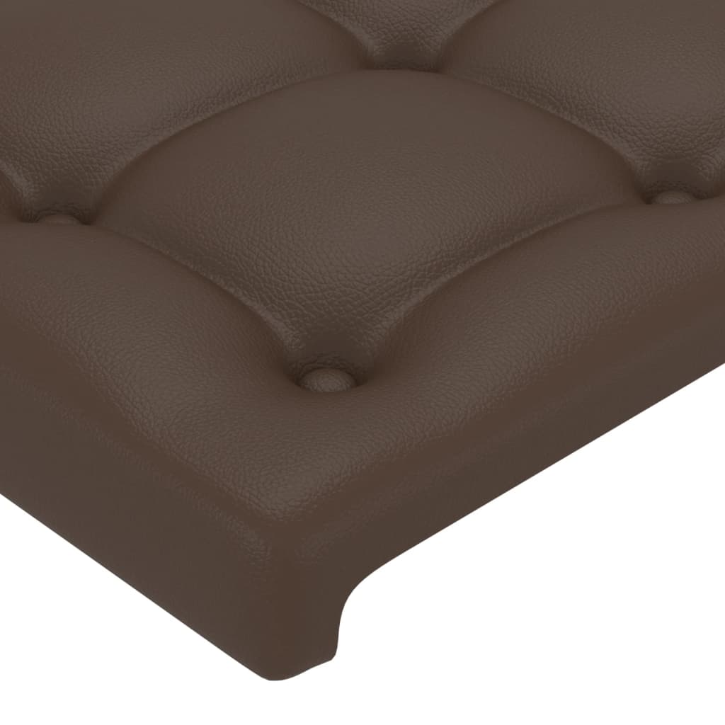 vidaXL Zagłówek do łóżka z LED, brązowy, 80x5x78/88 cm, sztuczna skóra