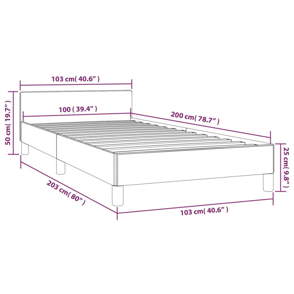 vidaXL Rama łóżka z zagłówkiem, jasnoszara, 100x200 cm, obity tkaniną