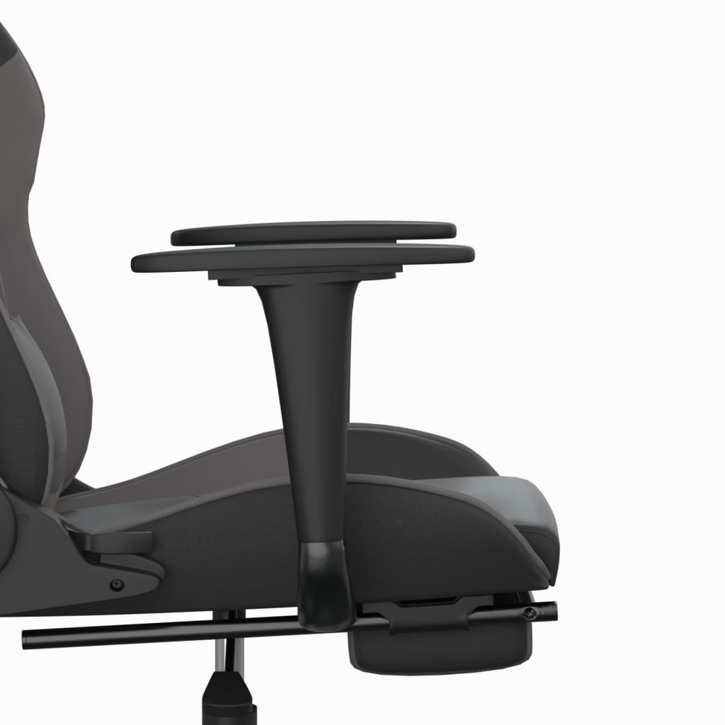vidaXL Fotel gamingowy z podnóżkiem, czarno-szary, sztuczna skóra