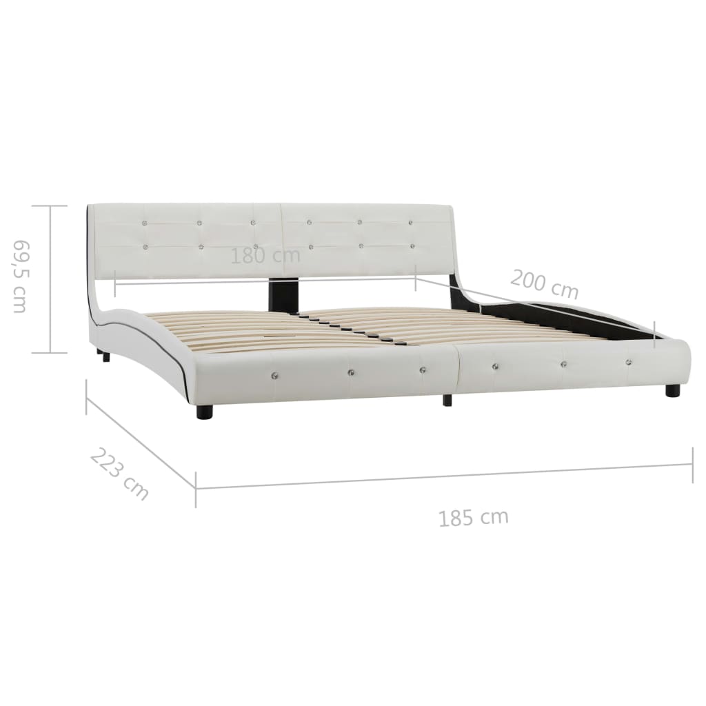 vidaXL Rama łóżka, biała, sztuczna skóra, 180 x 200 cm
