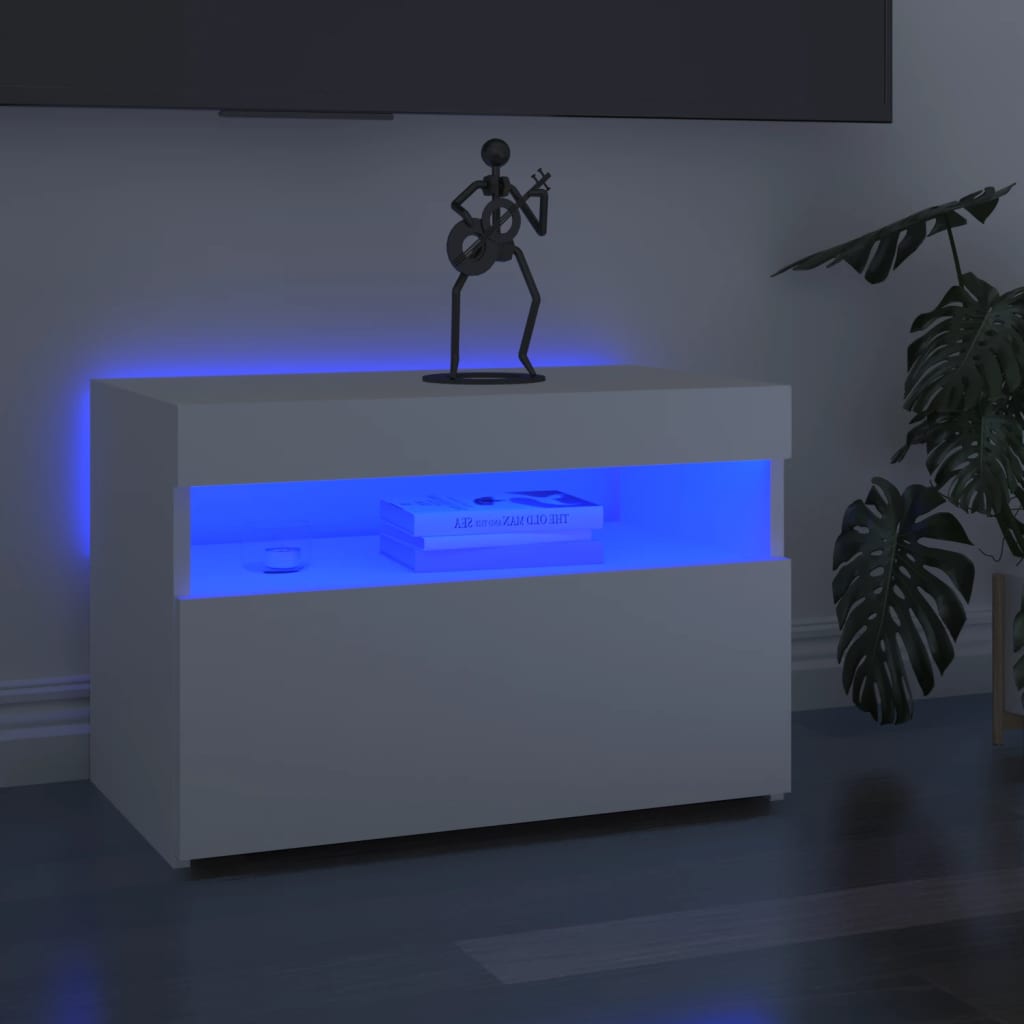 vidaXL Szafka pod TV z oświetleniem LED, biała, 60x35x40 cm